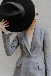 GRAY WOOL JACKET WITH POCKETS