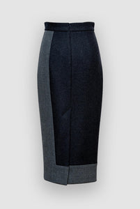 TWO COLOURED GRAY WOOL PENCIL SKIRT