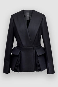 ICONIC WOOL JACKET WITH PLEATED POCKETS